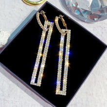 Load image into Gallery viewer, Gold drop geometric earrings lots of sparkle